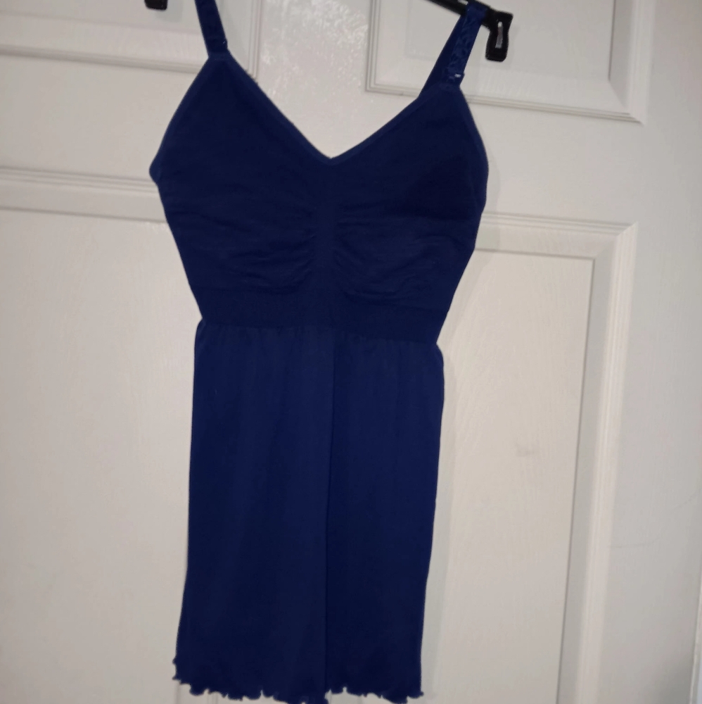 ILOVESIA Navy Blue Sleeveless Nursing Gown Sz M Soft And Stretch